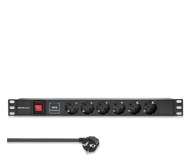 QOLTEC PDU do RACK 19" | 1U | 16A | 6xSchuko | 1.8m 54601 - 1257493 - zdjęcie 2